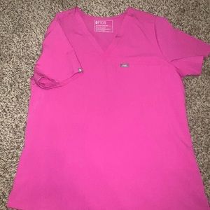 figs scrubs electric orchid one pocket scrub top